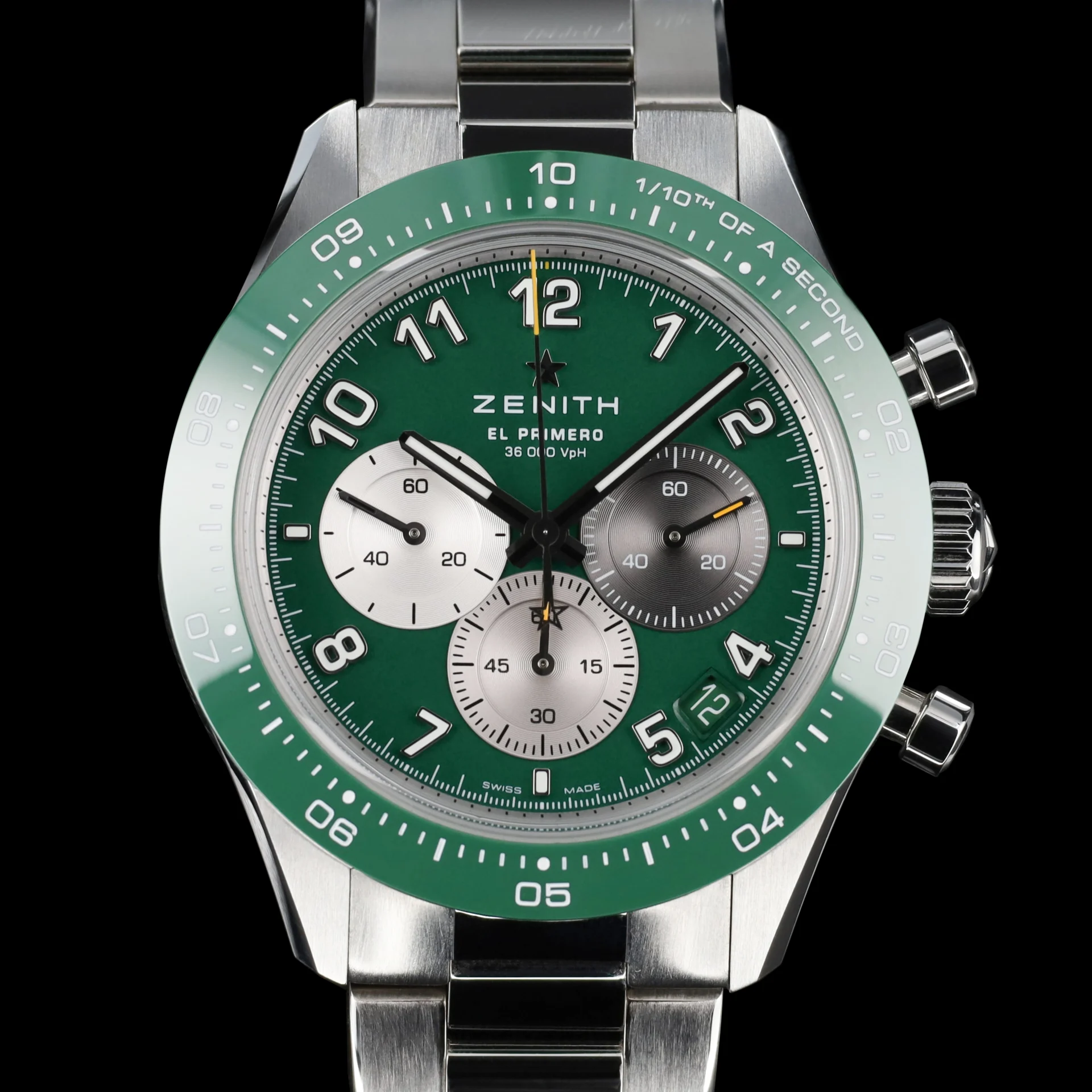 2023 Zenith Chronomaster Sport Stainless Steel / Green / Aaron Rodgers 03.3117.3600/56.m3100