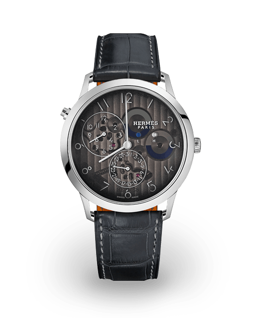Hermès Slim d'Hermes 39 Platinum / Skeletonized / Arabic / Strap