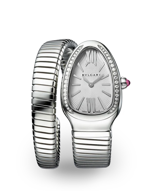 Bvlgari Serpenti Tubogas 35 Steel / Diamond-Set / Silvered / Roman / Single Wrap 101827   Model Image