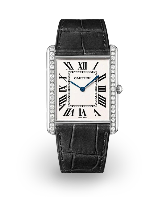 Cartier Tank Louis XL White Gold / Diamond-Set / Silvered / Roman / Strap WT200006  Model Image