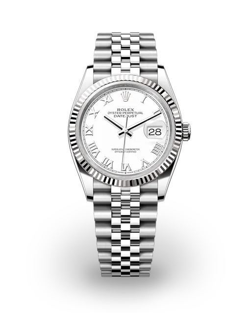 Rolex Datejust 36 Fluted / White / Roman / Jubilee 126234-0025  Model Image