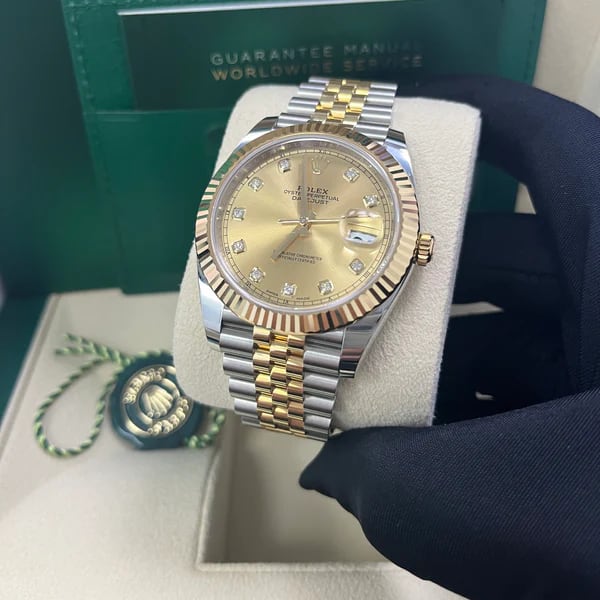 Rolex datejust clearance 41 champagne diamond