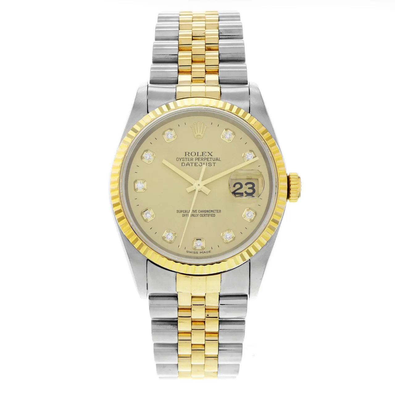 1997 Rolex Datejust 36 Two-Tone / Fluted / Champagne / Diamond-Set / Jubilee 16233 Listing Image 1