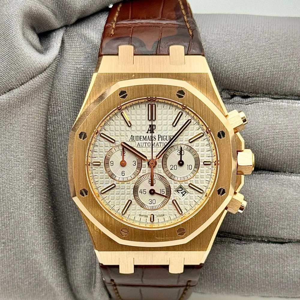 Audemars Piguet Royal Oak Chronograph 41 Rose Gold / Silver / Alligator 26320OR.OO.D088CR.01