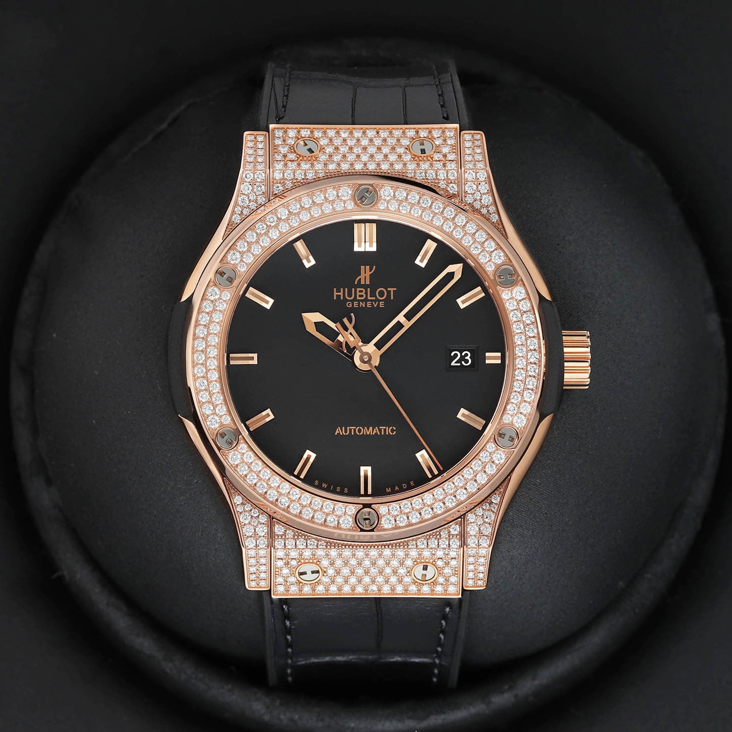 ロロン♬ Hublot Classic Fusion Rose Gold & Diamond-Set / Black