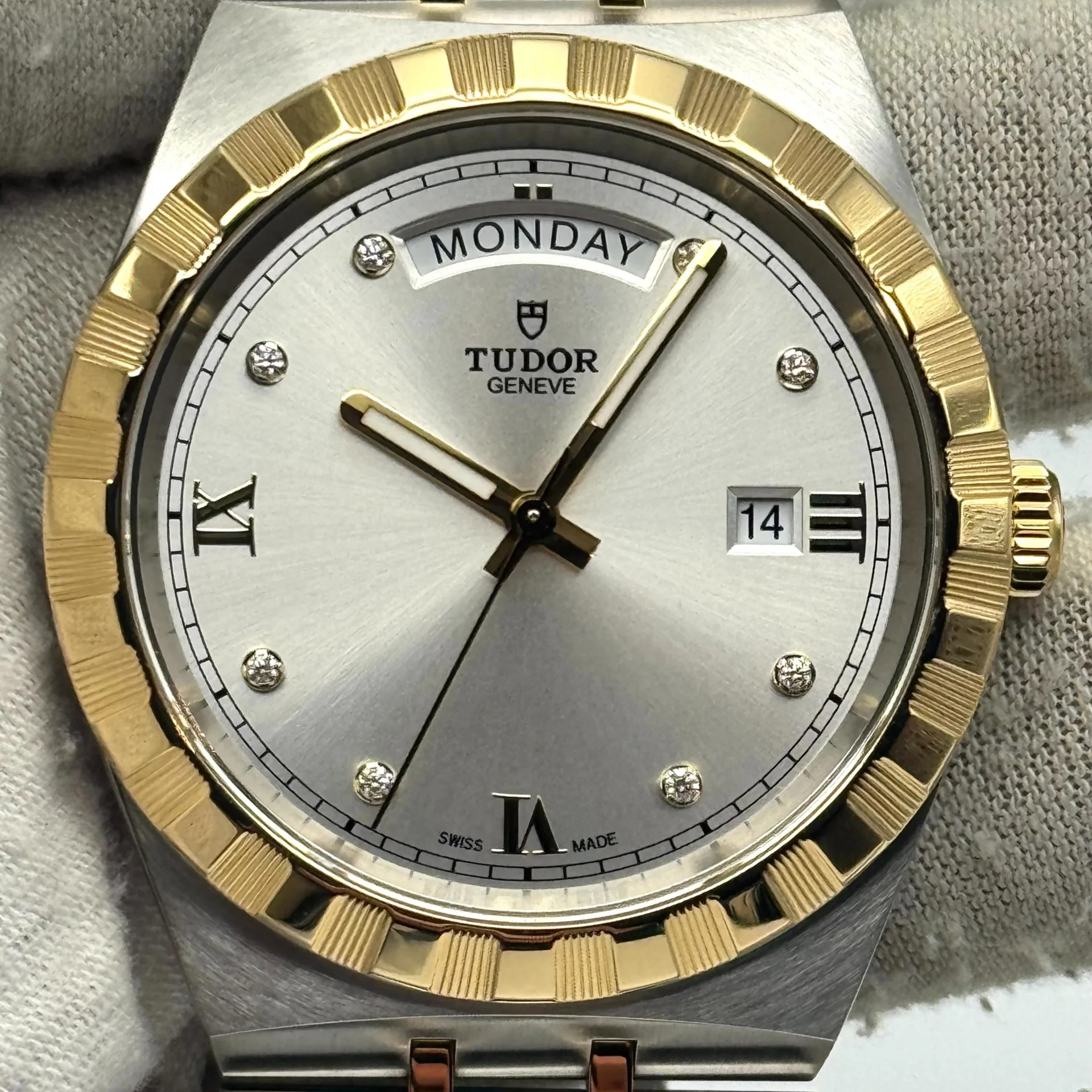 2025 Tudor Royal Day-Date 41 Two-Tone / Notched / Silver / Diamond-Set / Bracelet M28603-0002