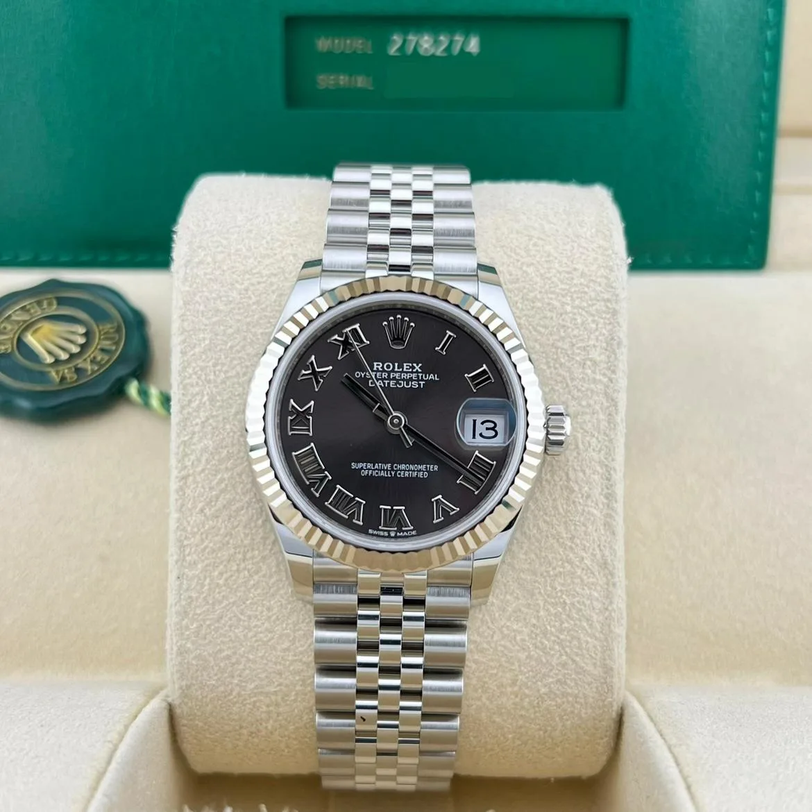 2023 Rolex Datejust 31 Fluted / Dark Gray / Roman / Jubilee 278274-0022 Listing Image 2