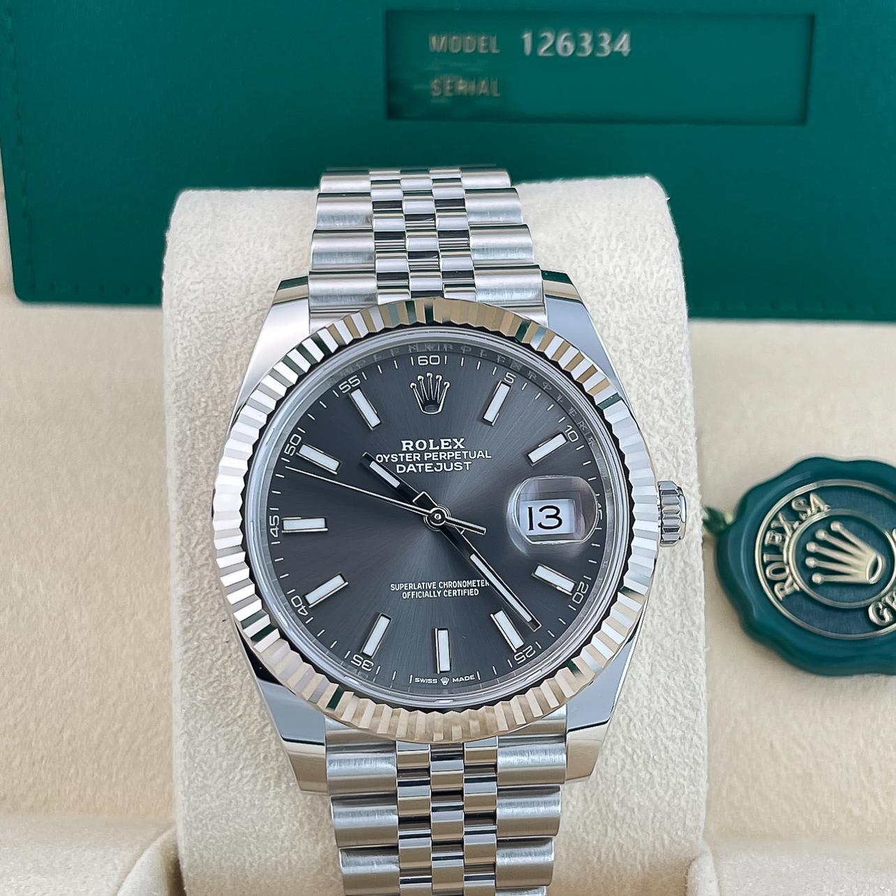 2022 Rolex Datejust 41 Fluted / Slate / Jubilee 126334-0014 | Bezel