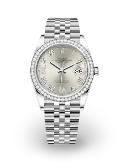 Rolex Datejust 36 Diamond-Set / Silver / Diamond-Set Roman / Jubilee 126284RBR-0021  Model Image