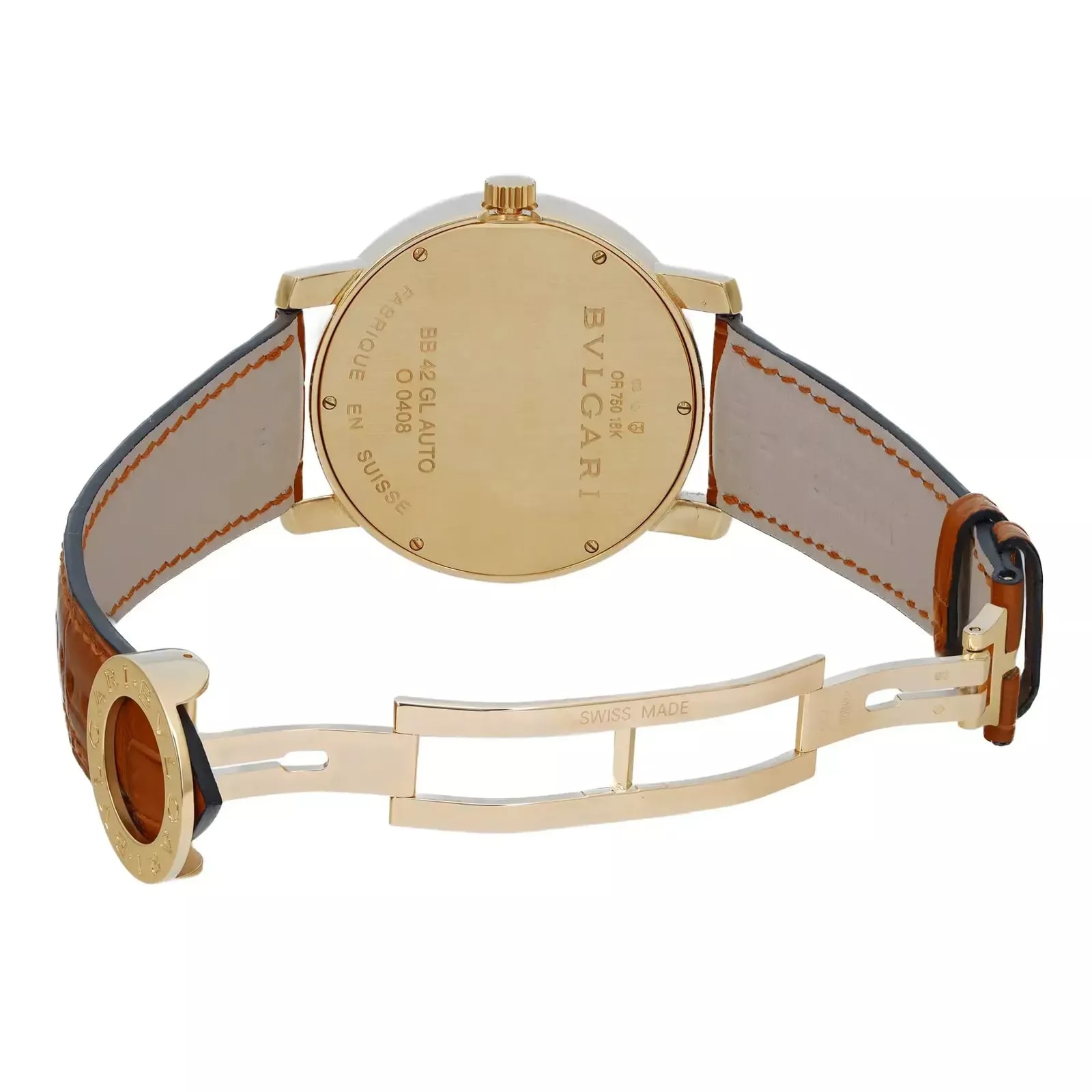 Bvlgari Diagono XL 42 Yellow Gold / White / Arabic / Strap BB42GL