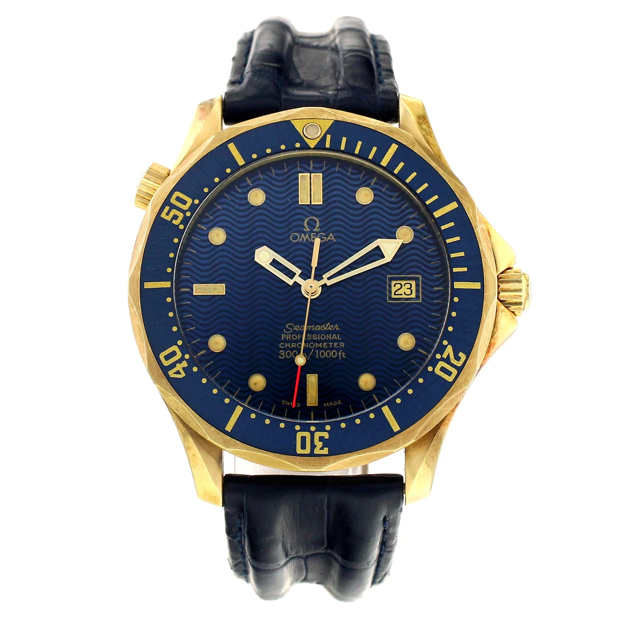 Omega Seamaster Diver 300M Automatic 41 Yellow Gold / Blue / Bracelet / Bond 2133.80.00 Listing Image 1