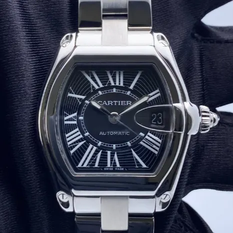 2023 Cartier Roadster Large Steel / Black / Roman / Bracelet W62041V3