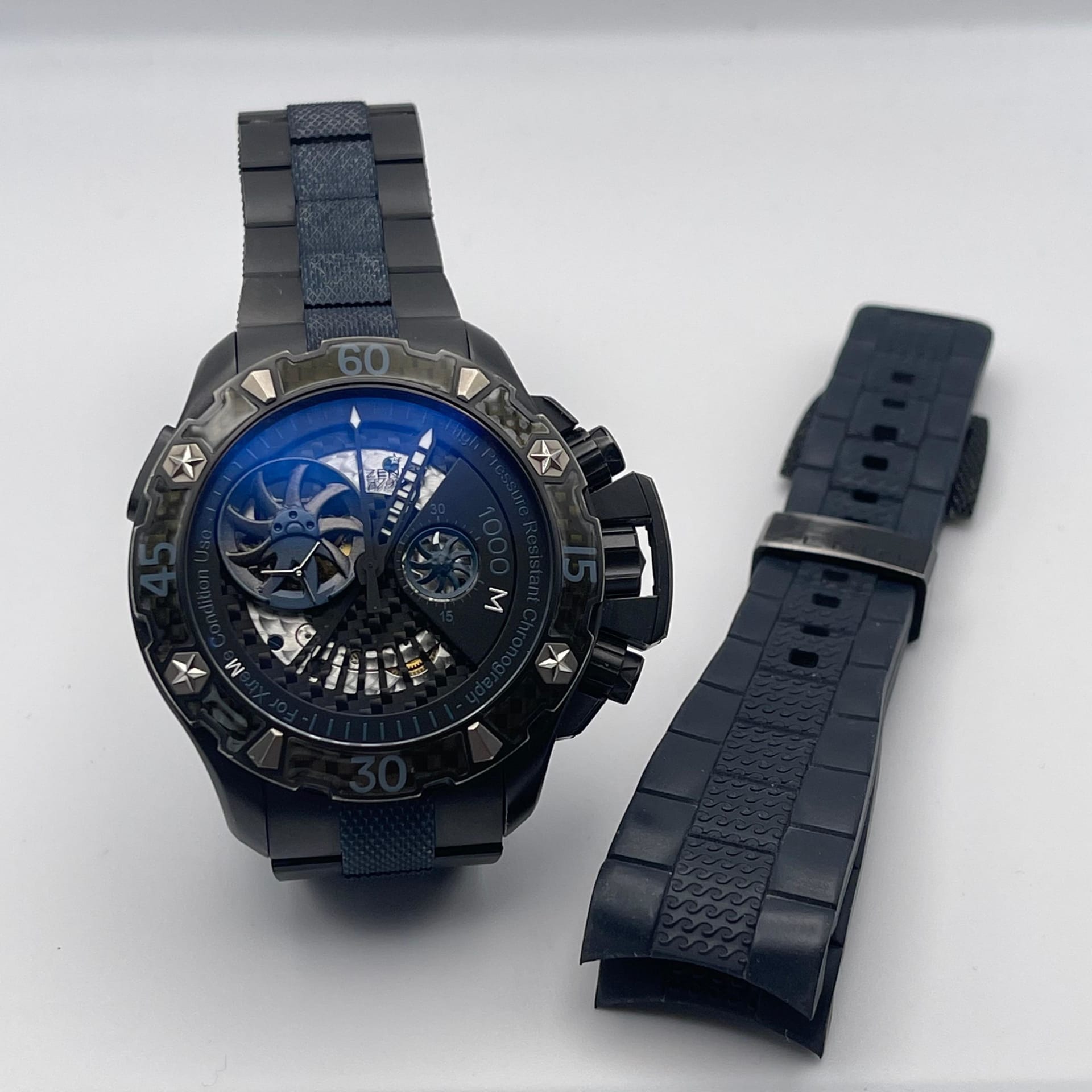 ZENITH Defy Xtreme Open Sea El Primero Reference 96.0529.4021/51.M533, A  Black And Blue Titanium Chronograph With Carbon Fiber Bezel And Open-worked  Dial, Circa 2000 Available For Immediate Sale At Sotheby's