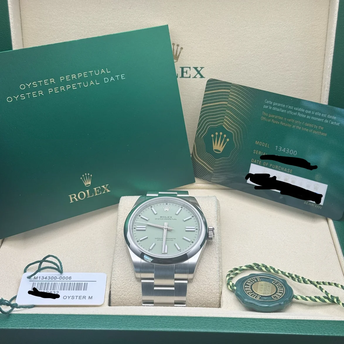ROLEX OYSTER 空箱のみ Auction: 2025 Rolex Oyster Perpetual 41 Steel / Smooth / Pistachio