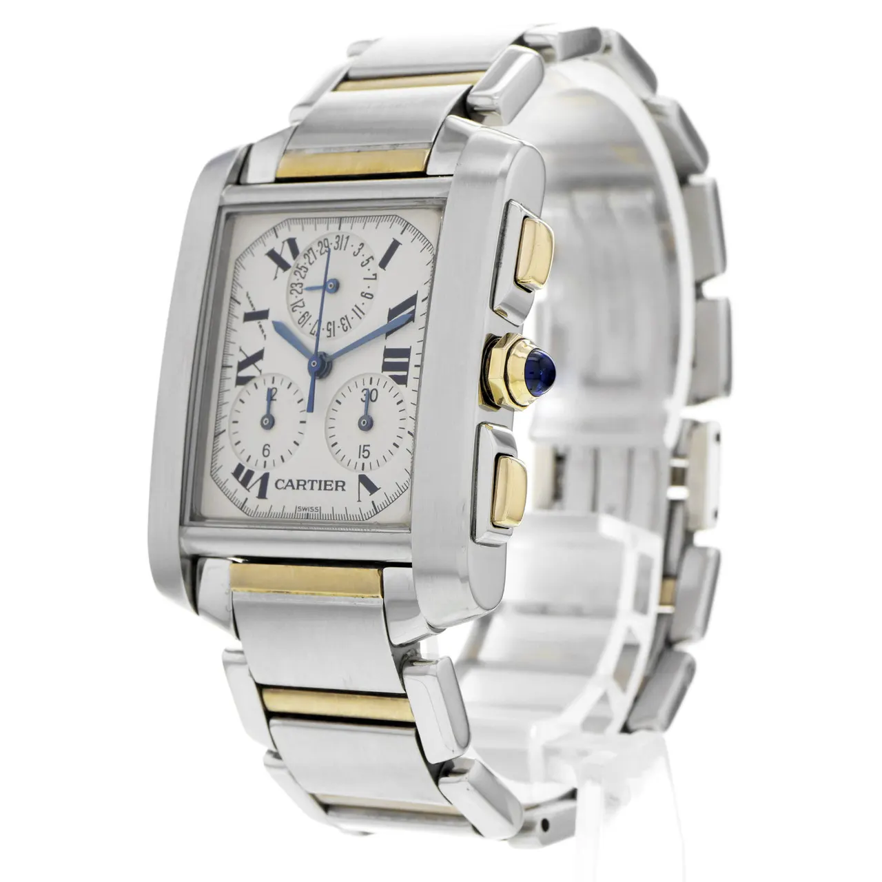 Cartier Tank Française Chronoflex Two-Tone / Silvered / Roman / Bracelet W51004Q4 Listing Image 2