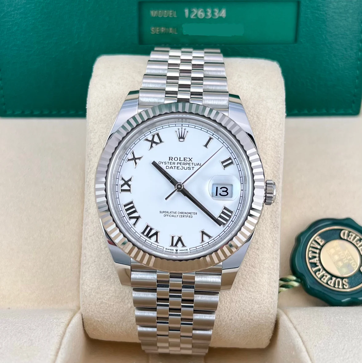 2025 Rolex Datejust 41 Fluted / White / Roman / Jubilee 126334-0024 Listing Image 2