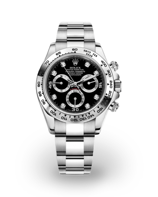 Rolex Daytona White Gold / Black / Diamond-Set 116509-0055 Watches | Bezel