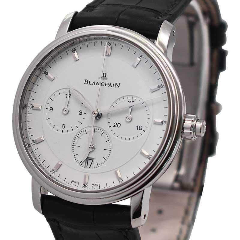 Blancpain Villeret Monopusher Chronograph Steel White 6185 1127