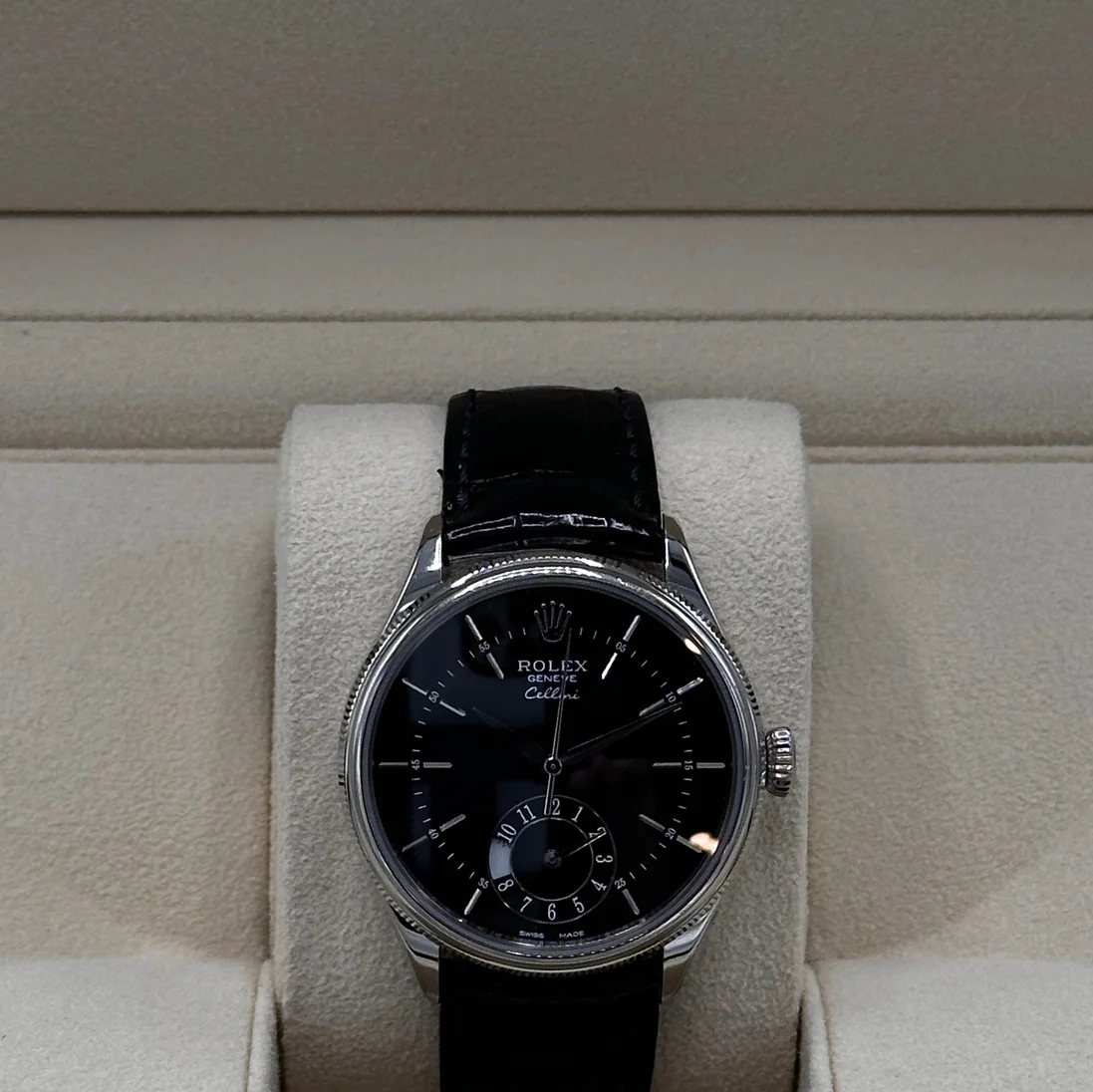 2022 Rolex Cellini Dual Time White Gold / Black 50529-0007