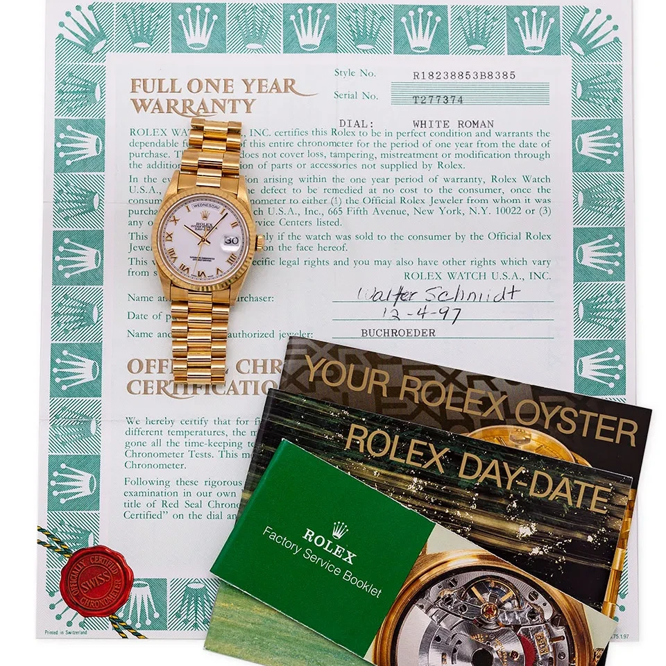 1997 Rolex Day-Date Yellow Gold / White / Roman / President 18238 Listing Image 6