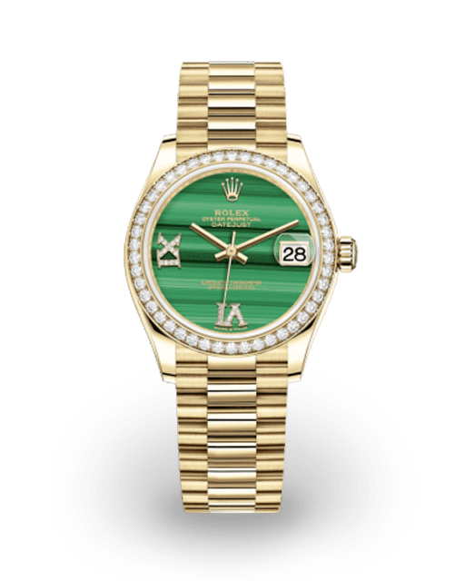 Rolex Datejust 31 Yellow Gold / Diamond-Set / Malachite