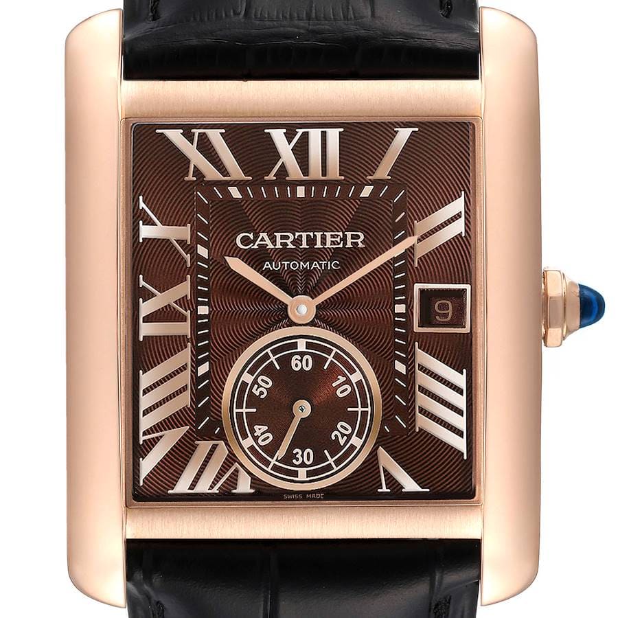 Cartier Tank MC Large Rose Gold / Chocolate / Roman / Strap