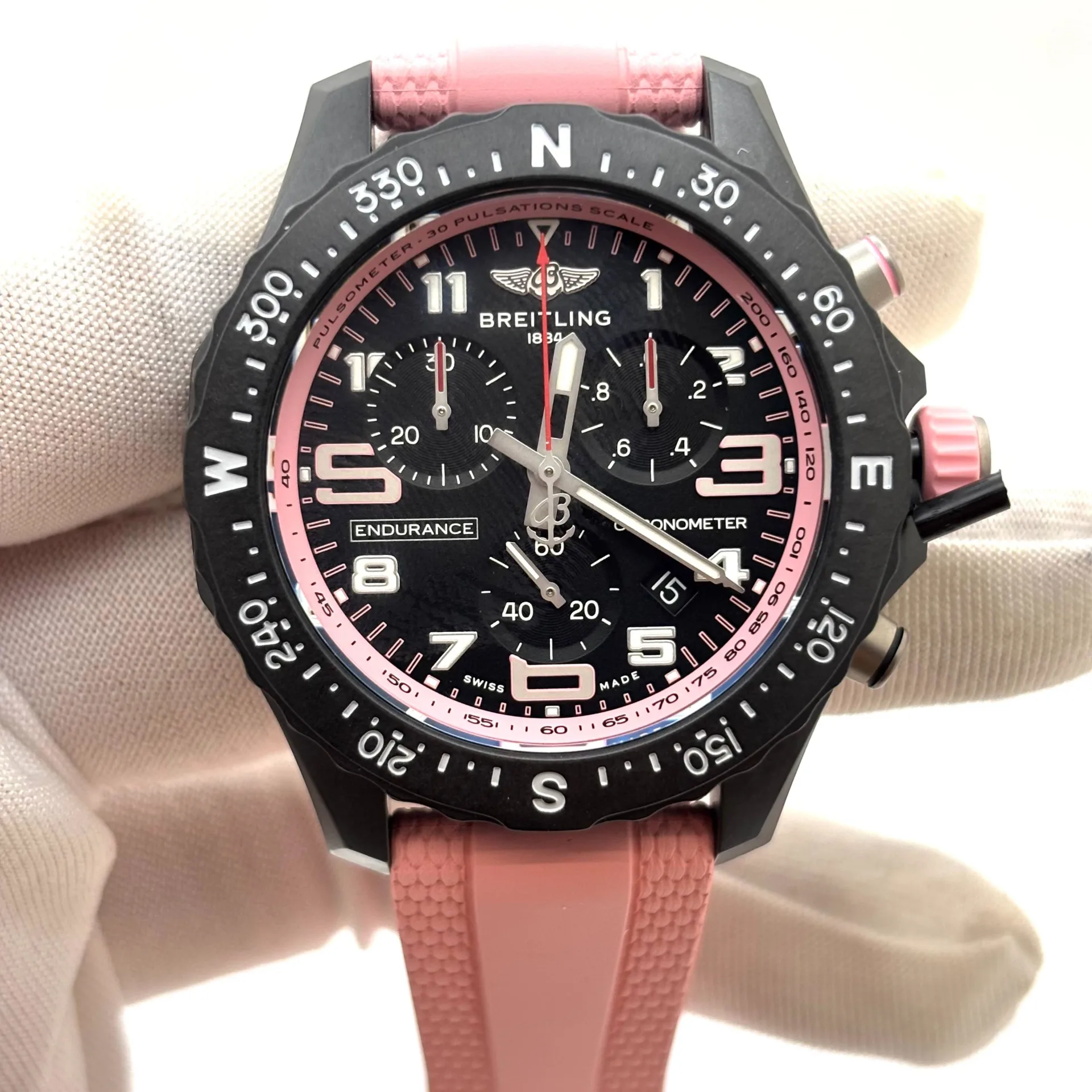 2025 Breitling Endurance Pro Pink 38 Breitlight / Black / Arabic / Strap X83310D41B1S1
