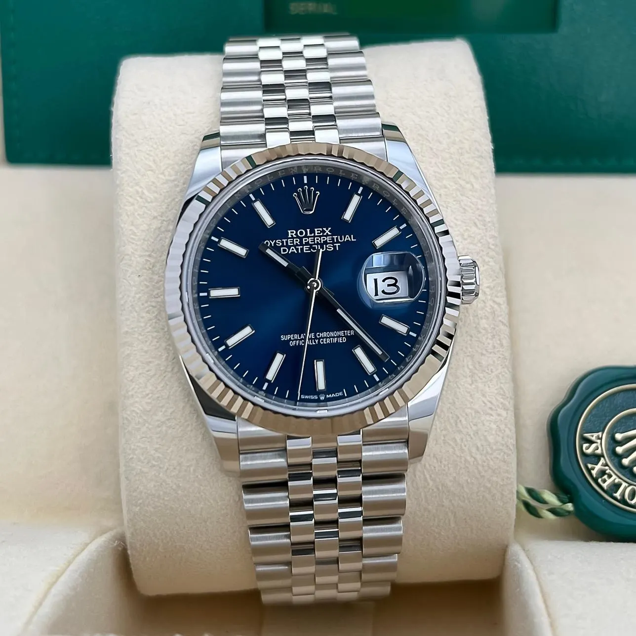 2023 Rolex Datejust 36 Steel / Fluted / Blue / Jubilee 126234-0017 Listing Image 1