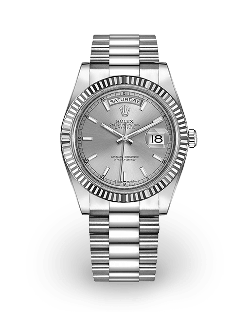 セブンイレブン 冬ギフト 2025 Fluted / Gold White II Day-Date Rolex / 218239 Silver ヴァイスシュヴァルツ