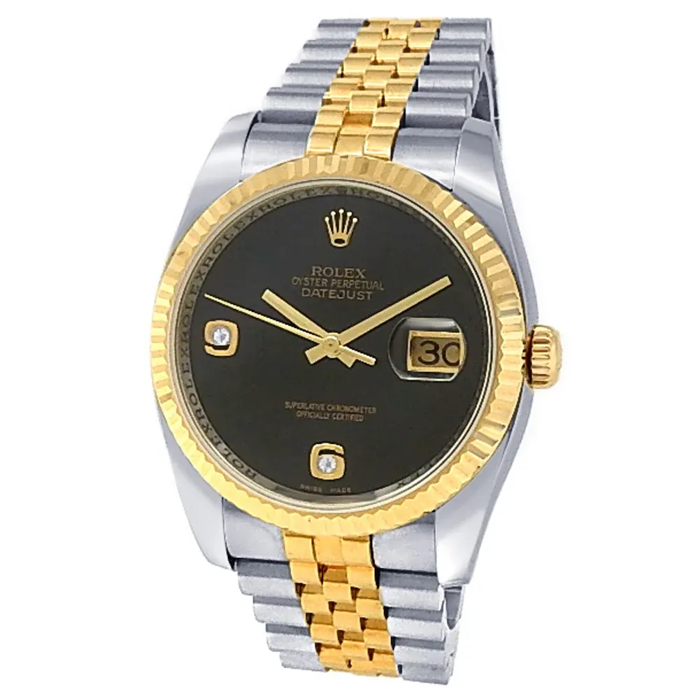 2007 Rolex Datejust 36 Two-Tone / Onyx Black / Diamond-Set / Jubilee 116233