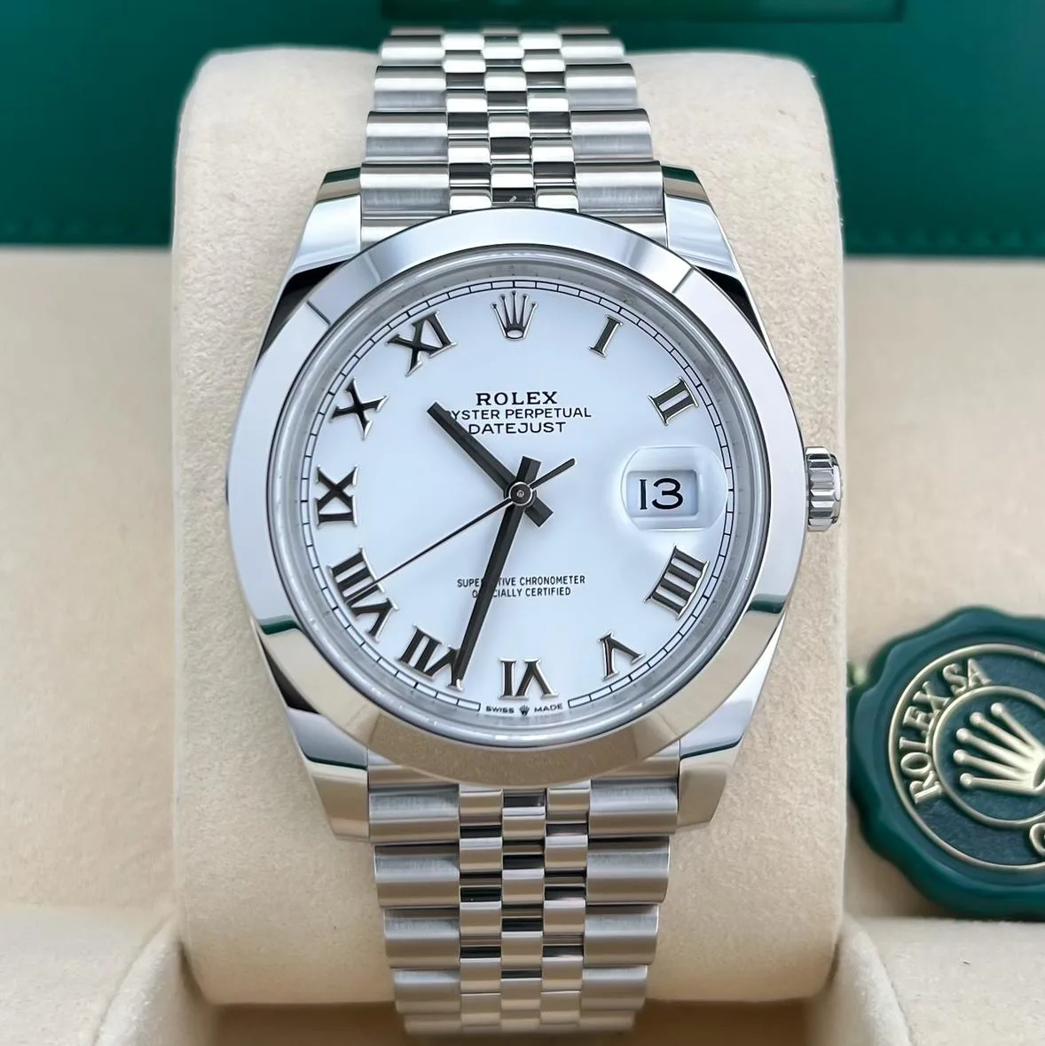 2024 Rolex Datejust 41 Smooth / White / Roman / Jubilee 126300-0016 Listing Image 1