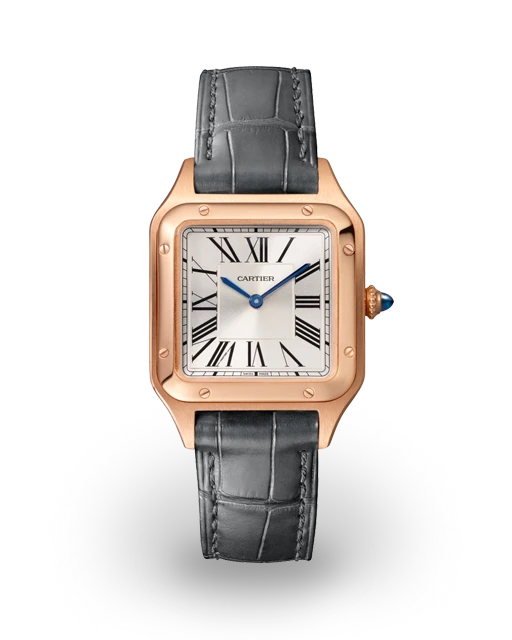 Cartier Santos-Dumont Small Rose Gold / Silvered / Roman / Strap WGSA0022  Model Image