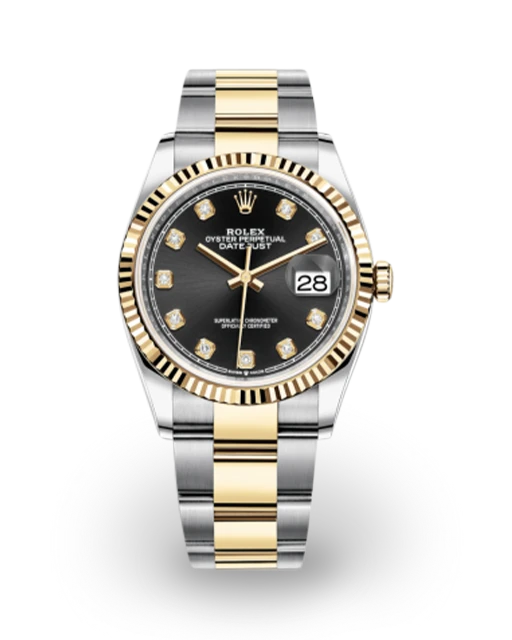 Rolex Datejust 36 Two-Tone Fluted / Black / Diamond-Set / Oyster 126233-0022  Model Image