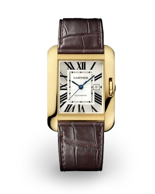 Cartier Tank Anglaise Large Yellow Gold / Silvered / Roman / Strap W5310030  Model Image