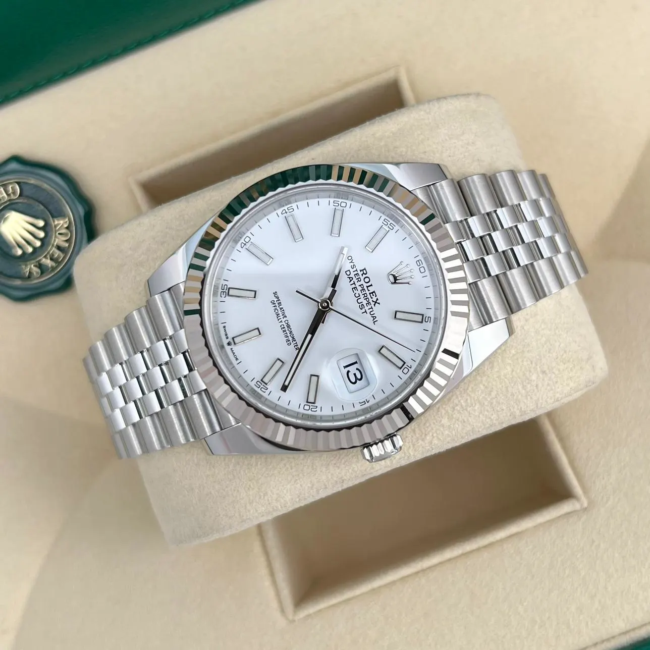 White Datejust 41 Fluted Jubilee On Wrist Buy Genuine Used Rolex