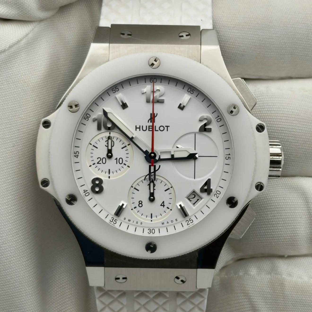 正規品】HUBLOT用ホワイトレザーベルト42ミリ 正規品】HUBLOT用