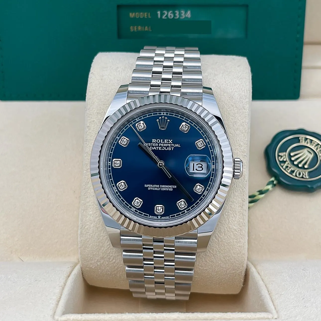 2023 Rolex Datejust 41 Fluted / Blue / Diamond-Set / Jubilee 126334-0016 Listing Image 2