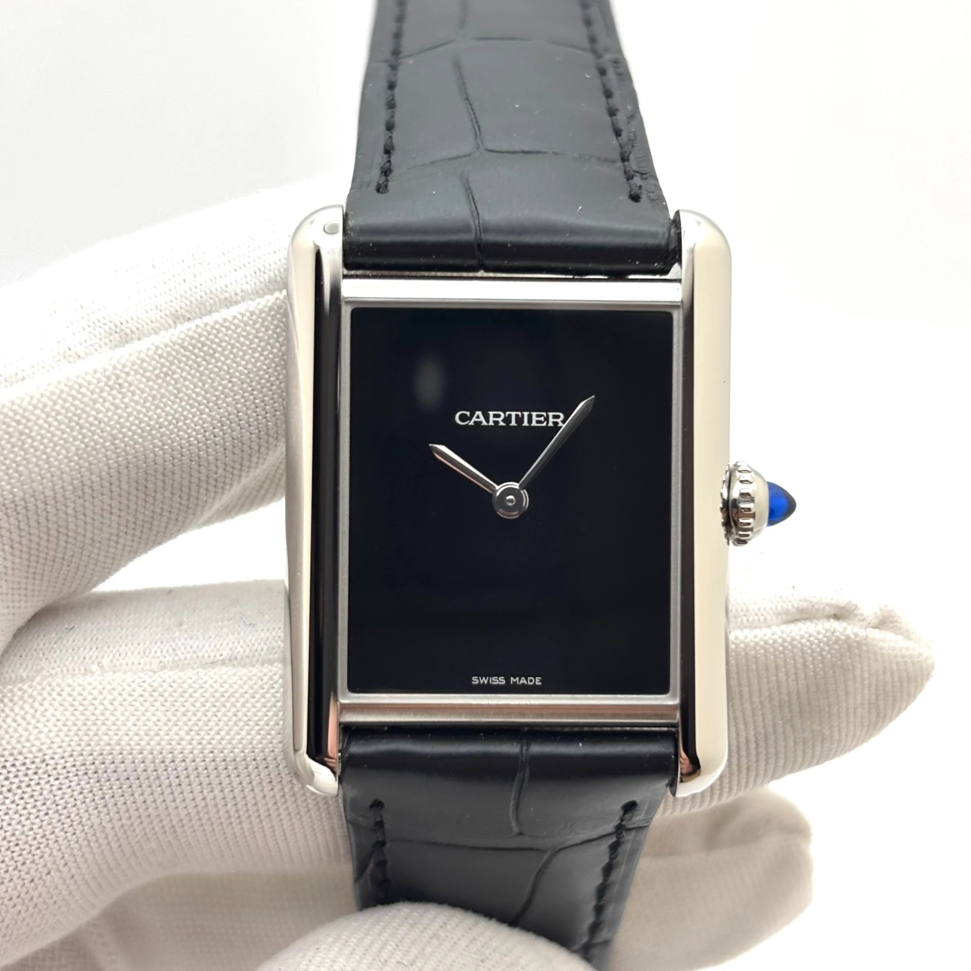 2025 Cartier Tank Must de Cartier Quartz Large Steel / Black / Strap WSTA0108