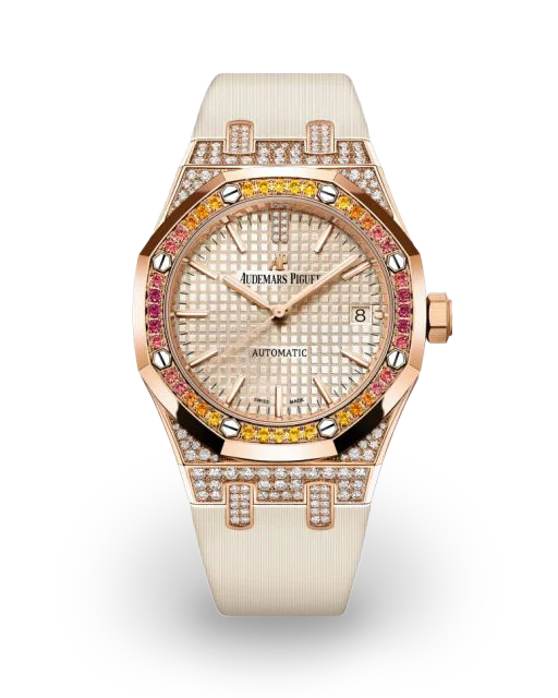 Audemars Piguet  Royal Oak 37 Rose Gold / Sapphire / Beige / Leather 15452OR.ZY.D038VE.01 Model Image