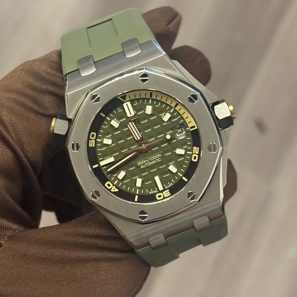 2021 Audemars Piguet Royal Oak Offshore Diver 42 / Green / Rubber 15720ST.OO.A052CA.01