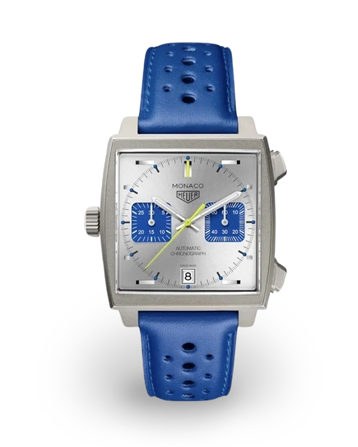 Tag Heuer Monaco Racing Blue Titanium / Silvered / Strap - Limited to 1000 Pieces CAW218C.FC6548  Model Image