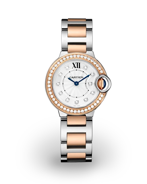 Cartier Ballon Bleu de Cartier 28 Two-Tone / Diamond-Set / Silvered / Diamond-Set Roman / Bracelet W3BB0009   Model Image