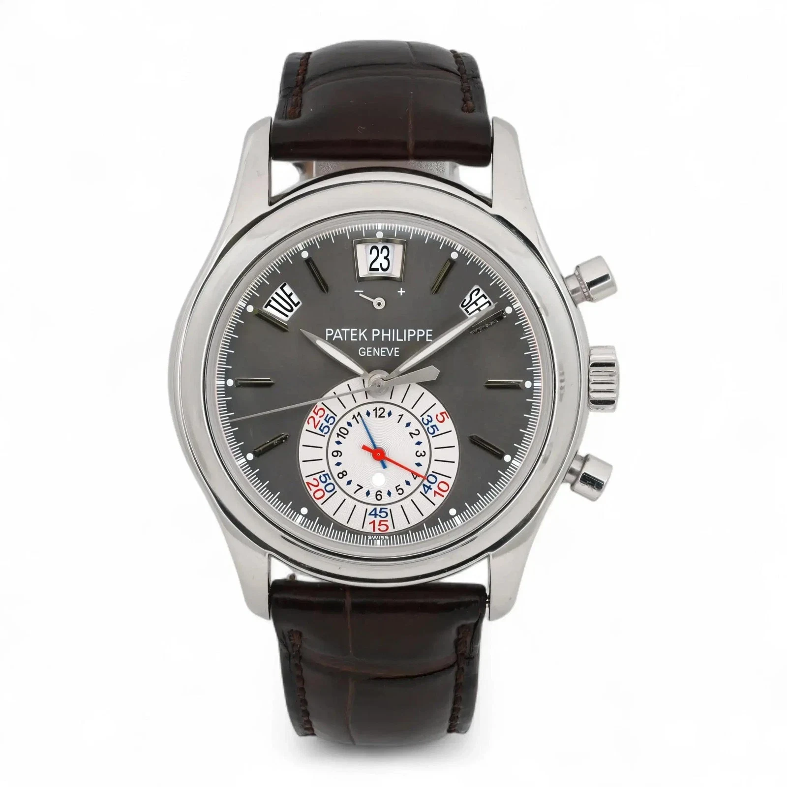 Patek Philippe Annual Calendar Flyback Chronograph Platinum / Gray 5960P-001