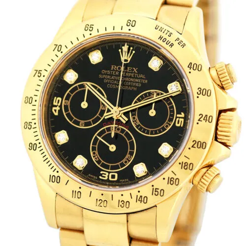 2000 Rolex Daytona Yellow Gold / Black / Diamond-Set 116528-0031 Listing Image 2