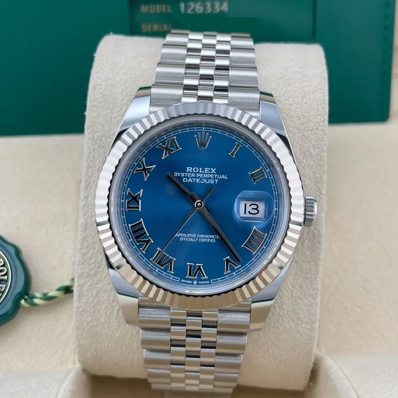 2025 Rolex Datejust 41 Steel / Fluted / Azzurro Blue / Roman / Jubilee 126334-0026 Listing Image 2