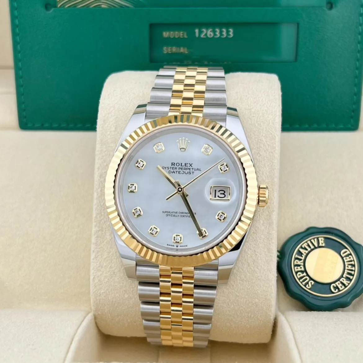 2023 Rolex Datejust 41 Two-Tone / Fluted / MOP / Diamond-Set / Jubilee 126333-0018 Listing Image 2