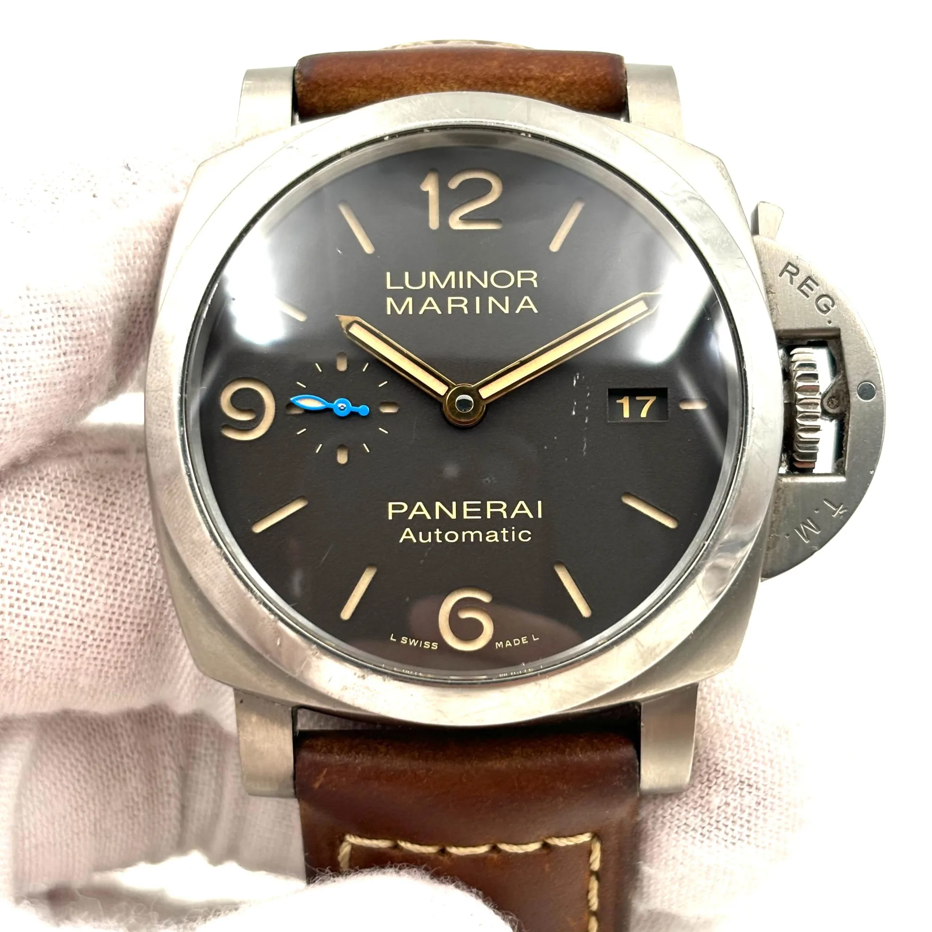 2020 Panerai Luminor 1950 Marina 44 3 Days Automatic Titanium / Brown PAM01351