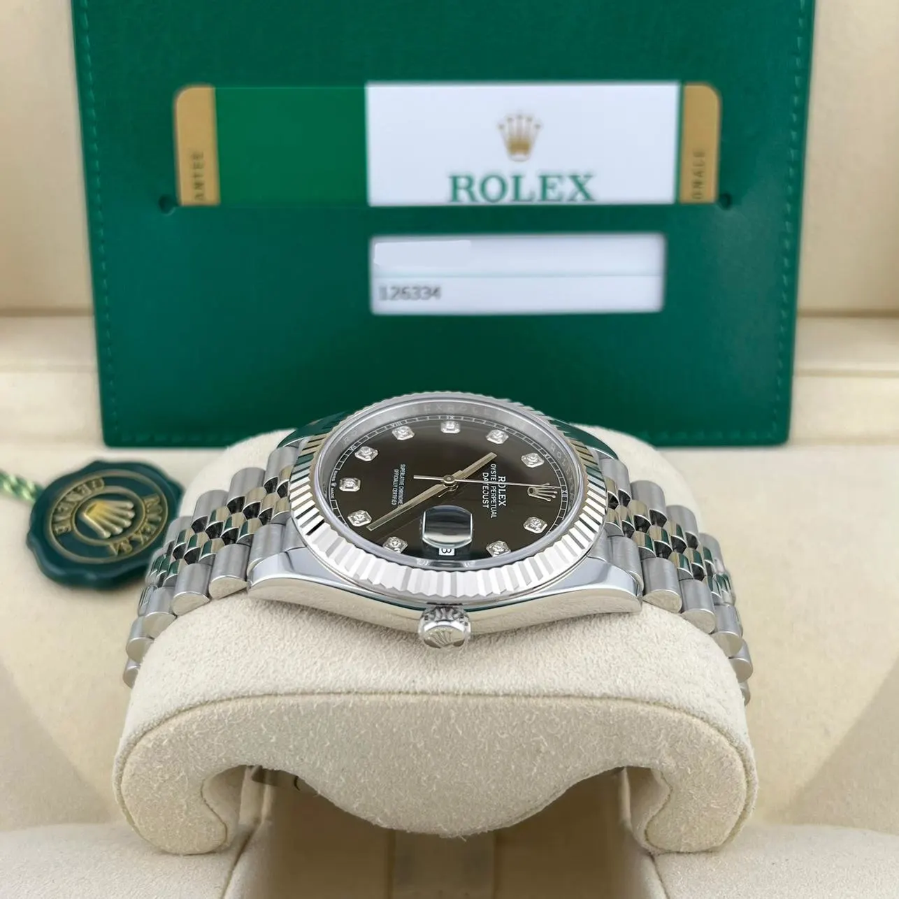 2019 Rolex Datejust 41 Fluted / Black / Diamond-Set / Jubilee 126334-0012 Listing Image 3