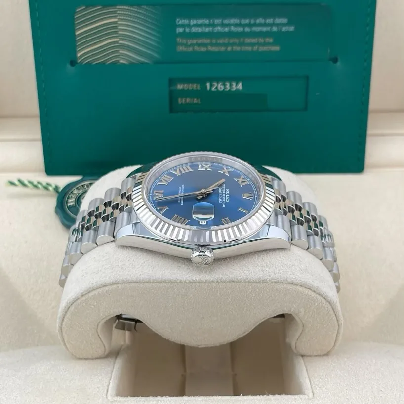 2025 Rolex Datejust 41 Steel / Fluted / Azzurro Blue / Roman / Jubilee 126334-0026 Listing Image 3