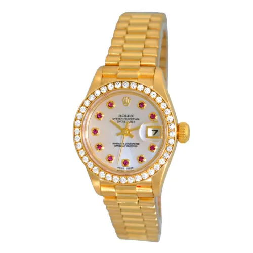 Rolex Lady-Datejust Yellow Gold / Mother of Pearl / Ruby / Diamond Set / President 69178 Listing Image 1